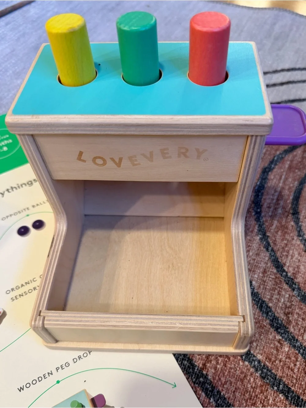 Multicolor Wooden Shape Sorter and Peg Toy Set